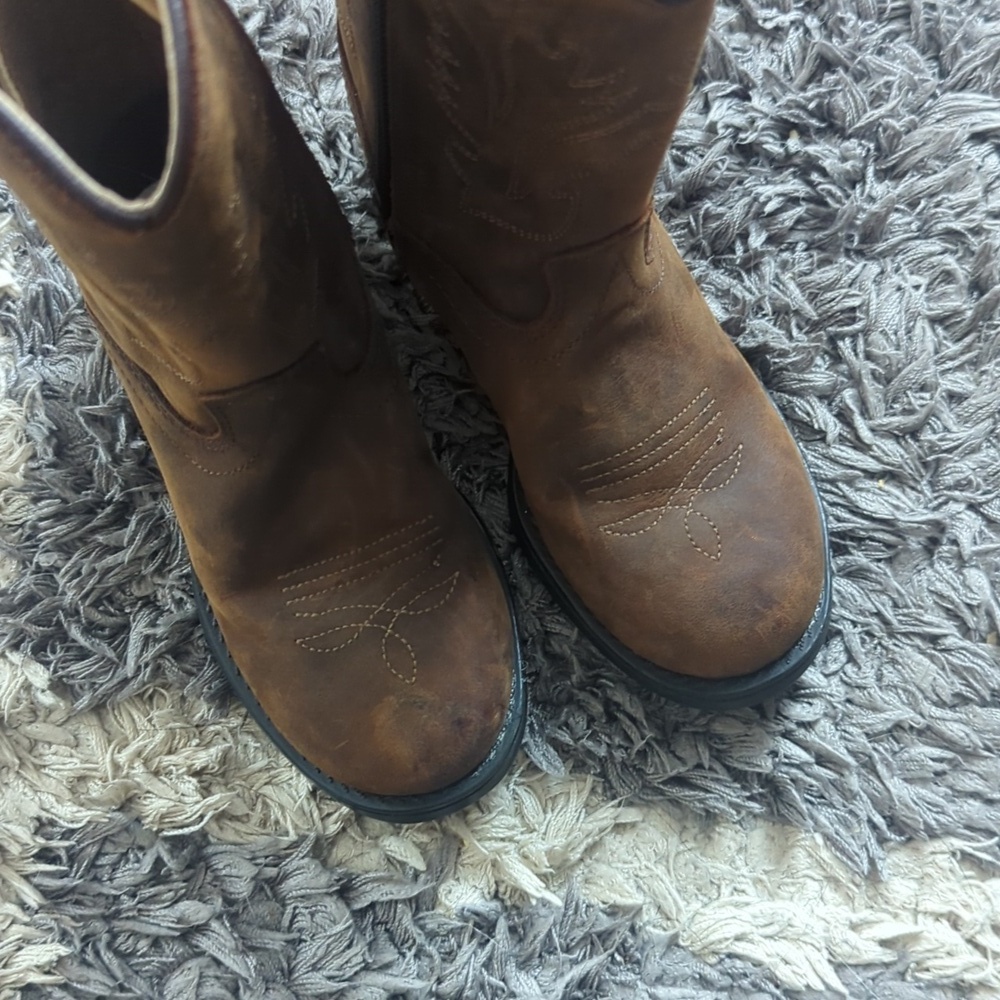 Old West Toddler Cowboy Boots Brown With Zipper Size 6.5 - Picture 3 of 5